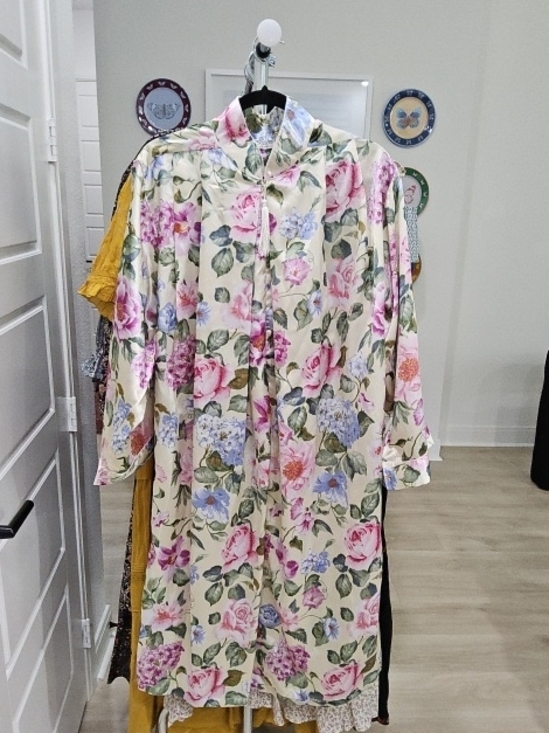 Sante Dresses & Skirts - Floral Cream Midi Dress with Pink & Blue Roses